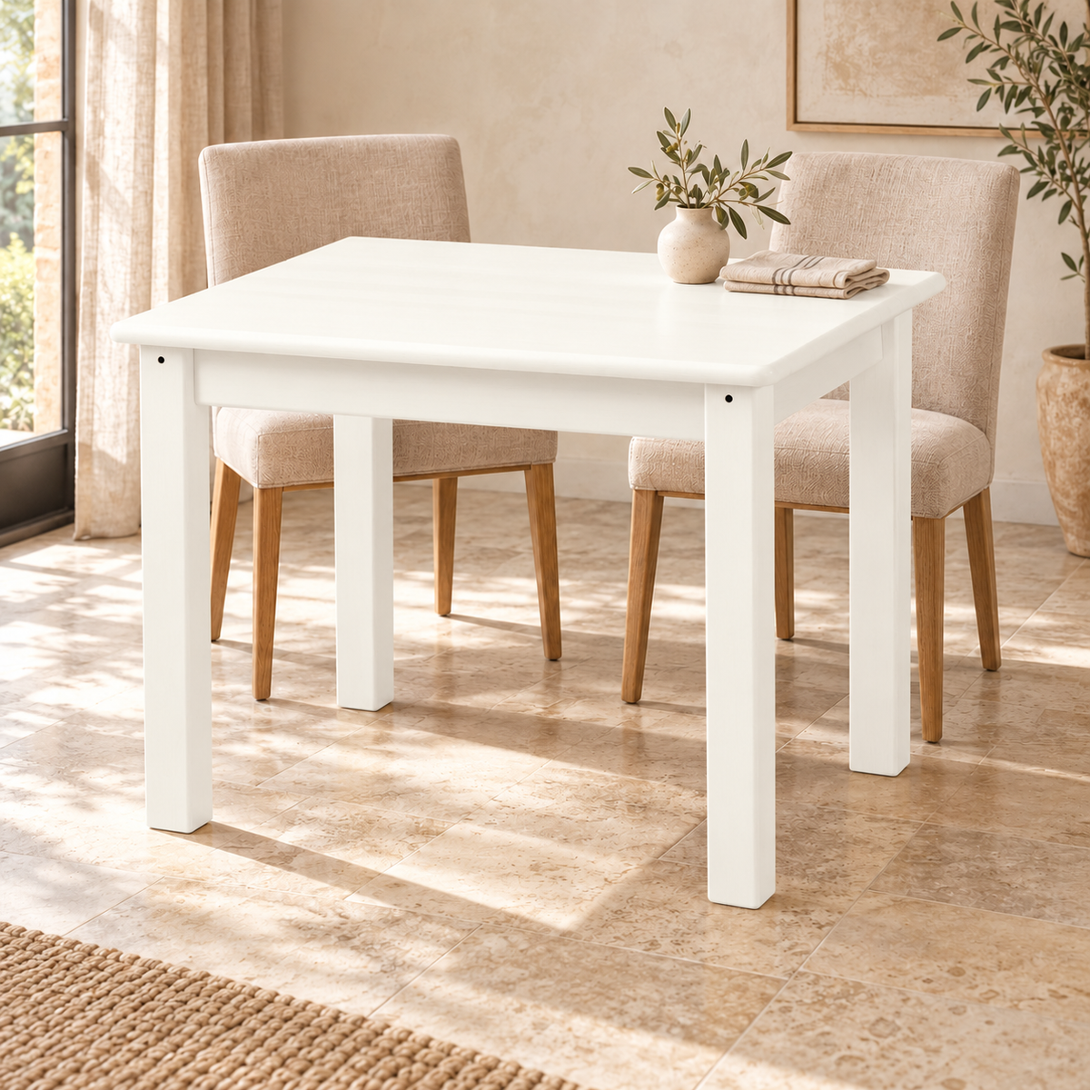 Esstisch aus Bio Kiefer Massivholz Leo 80-180 cm | Nachhaltiger Massivholztisch