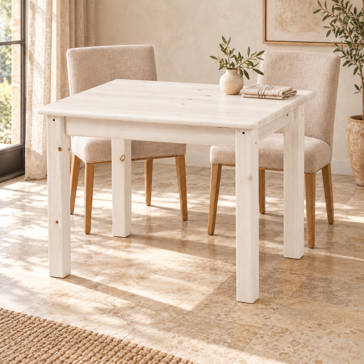 Esstisch aus Bio Kiefer Massivholz Leo 80-180 cm | Nachhaltiger Massivholztisch