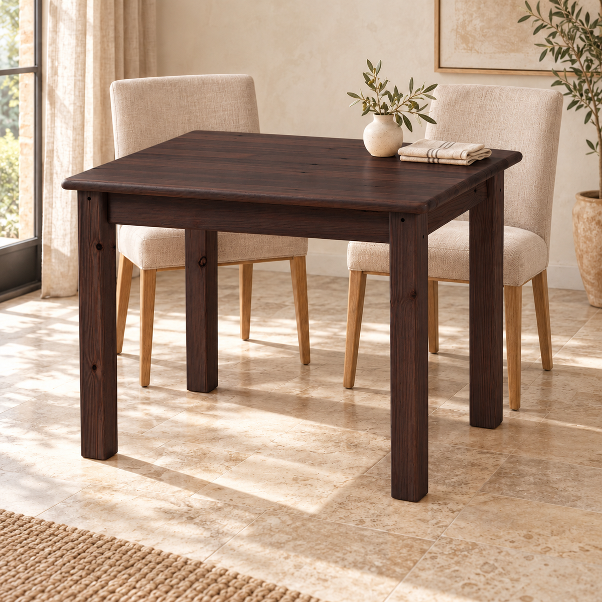 Esstisch aus Bio Kiefer Massivholz Leo 80-180 cm | Nachhaltiger Massivholztisch