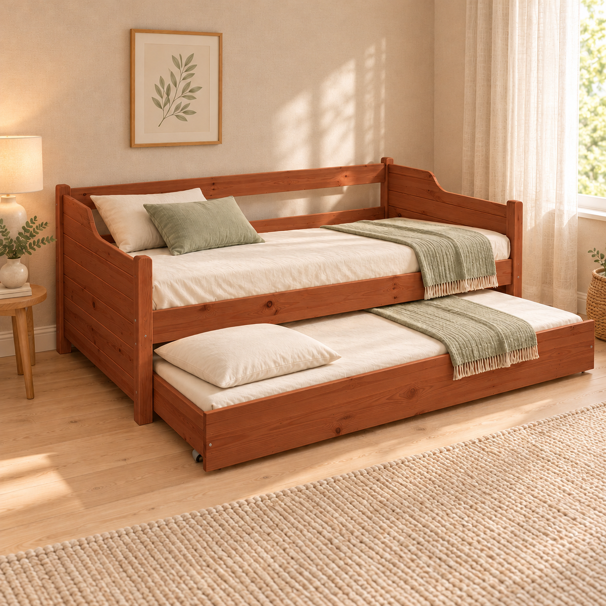 Gästebett aus Massivholz - Einzelbett aus 1 mach 2 | 100% Bio-Kiefer Massivholz