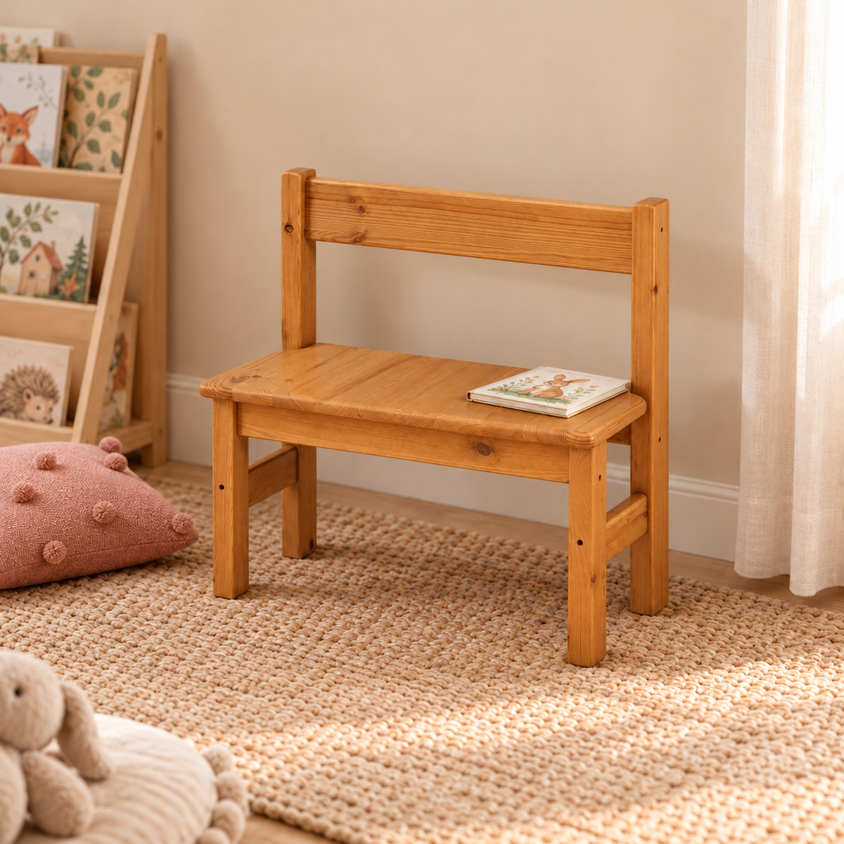 Leo Kinder-Bank Sitzbank aus Kiefer Massivholz | 100% Bio - perfekte Leo Kinderbank Kiefer Massivholz