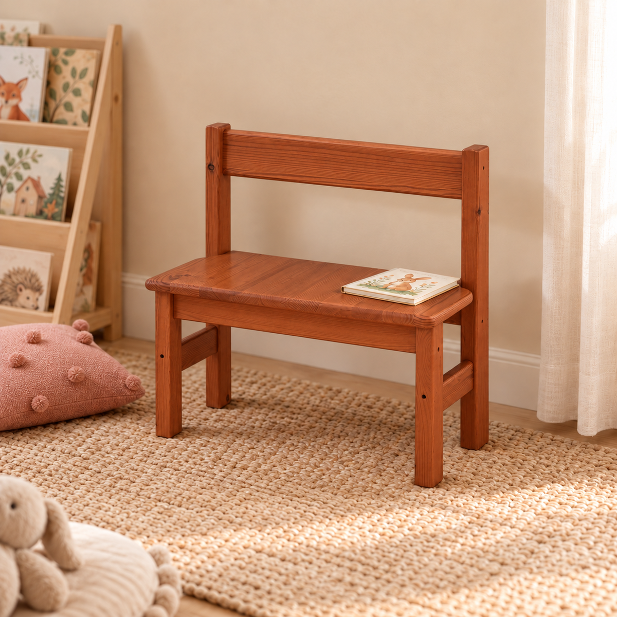 Leo Kinder-Bank Sitzbank aus Kiefer Massivholz | 100% Bio - perfekte Leo Kinderbank Kiefer Massivholz