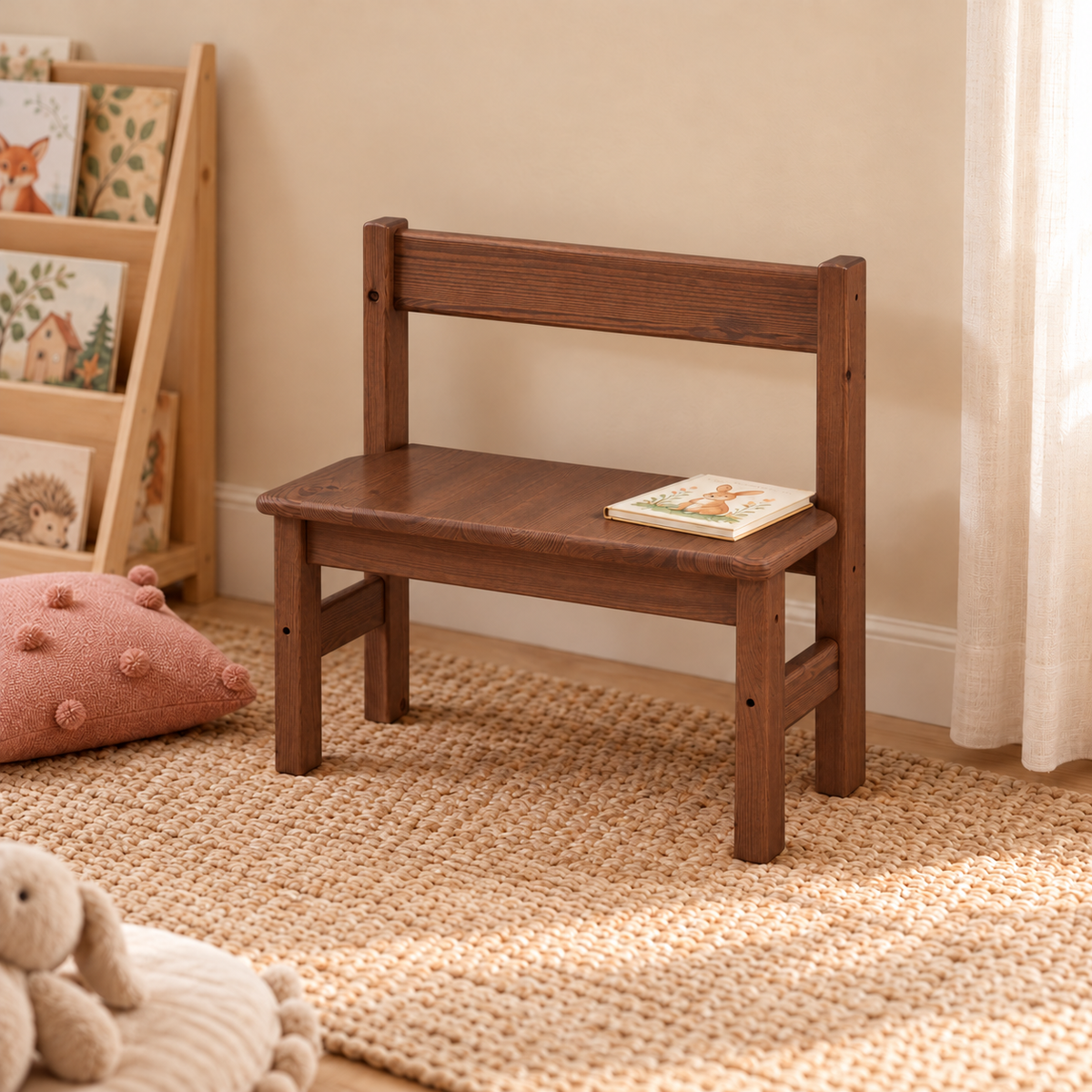 Leo Kinder-Bank Sitzbank aus Kiefer Massivholz | 100% Bio - perfekte Leo Kinderbank Kiefer Massivholz