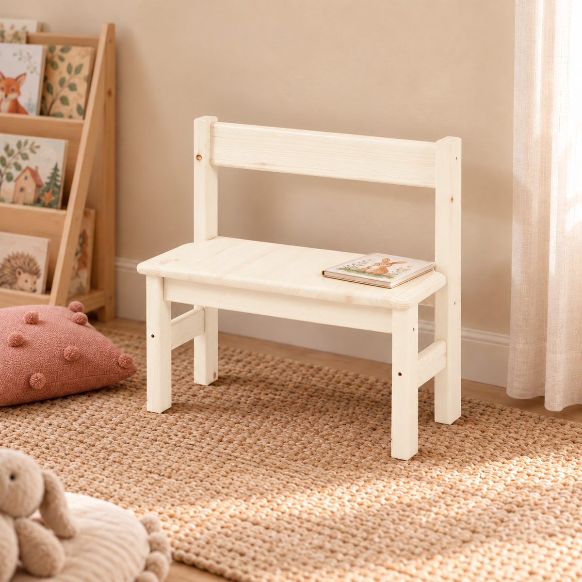 Leo Kinder-Bank Sitzbank aus Kiefer Massivholz | 100% Bio - perfekte Leo Kinderbank Kiefer Massivholz
