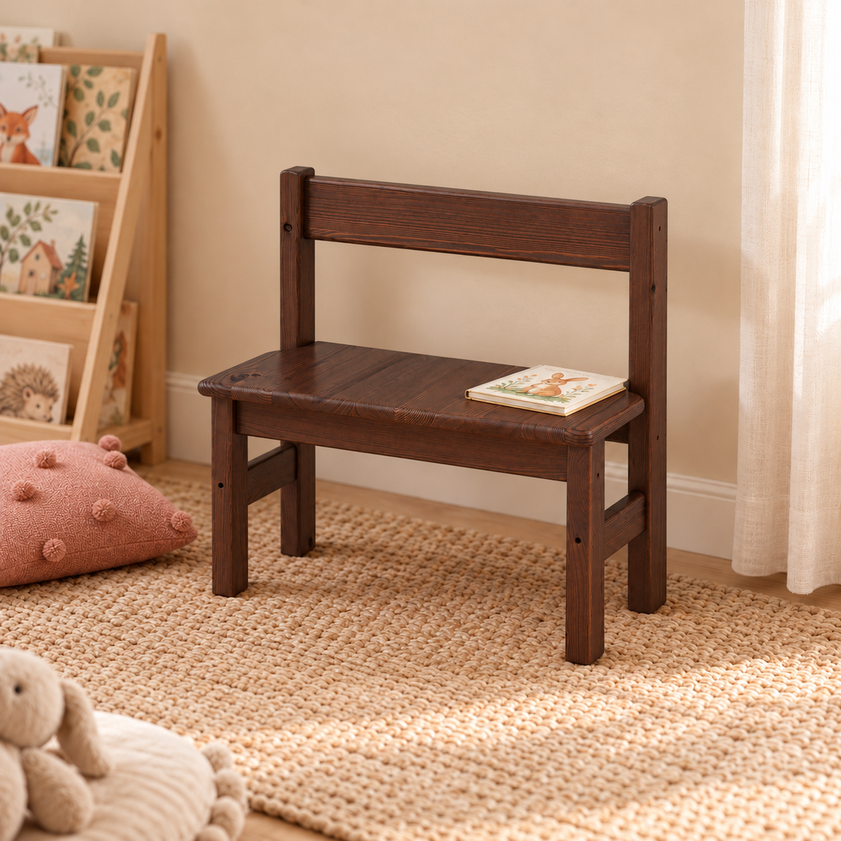 Leo Kinder-Bank Sitzbank aus Kiefer Massivholz | 100% Bio - perfekte Leo Kinderbank Kiefer Massivholz