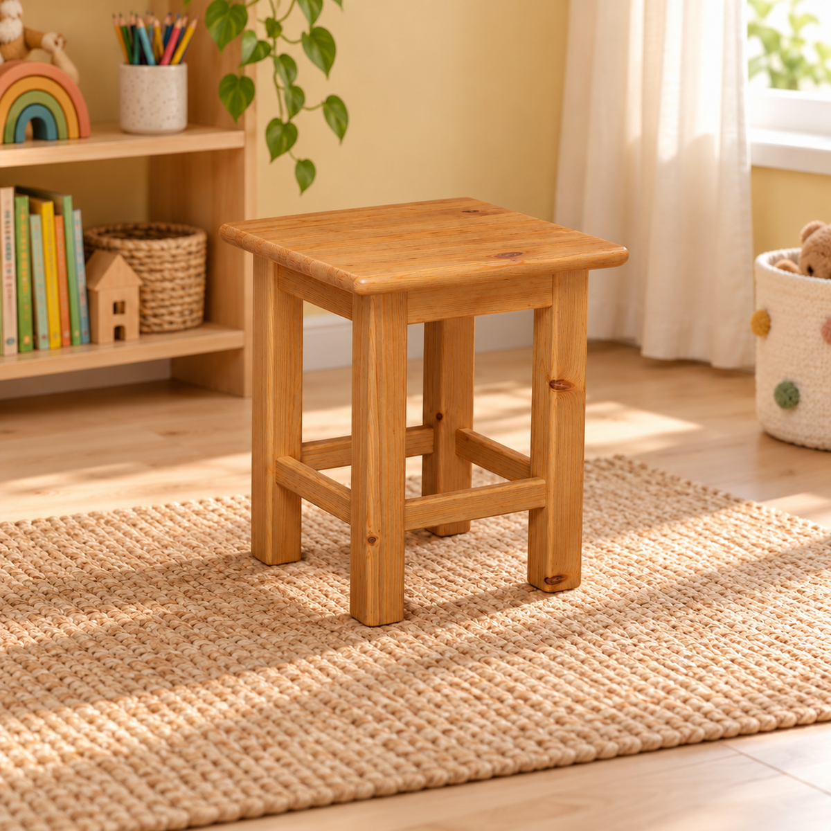 Leo Hocker aus 100% Bio-Kiefer Massivholz | Kinder Hocker Bio Kiefer Massivholz