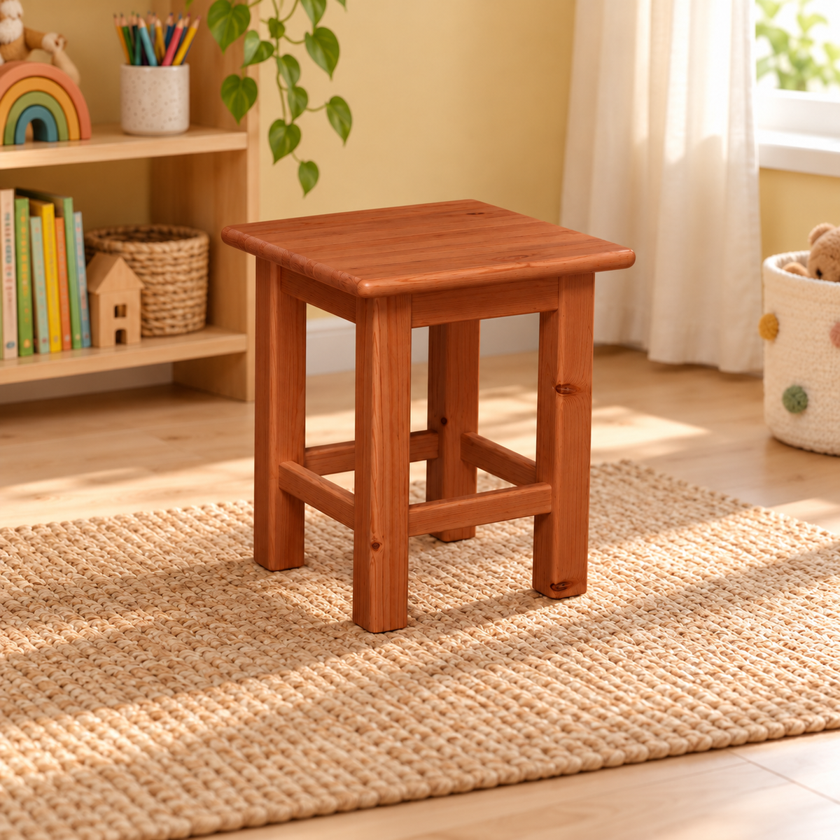 Leo Hocker aus 100% Bio-Kiefer Massivholz | Kinder Hocker Bio Kiefer Massivholz