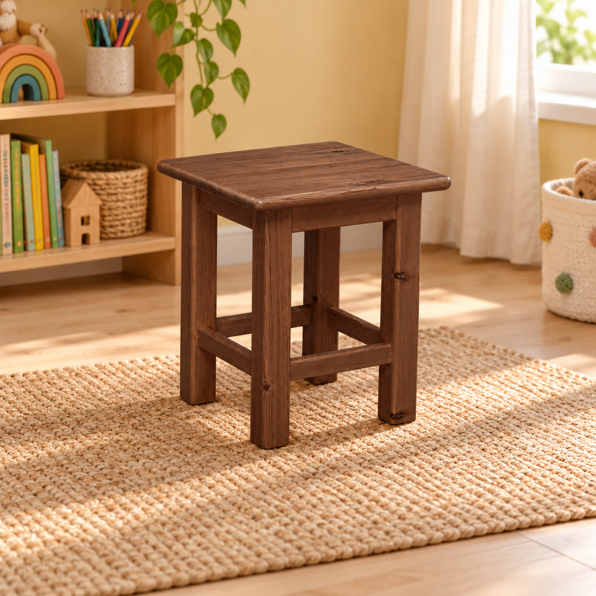 Leo Hocker aus 100% Bio-Kiefer Massivholz | Kinder Hocker Bio Kiefer Massivholz