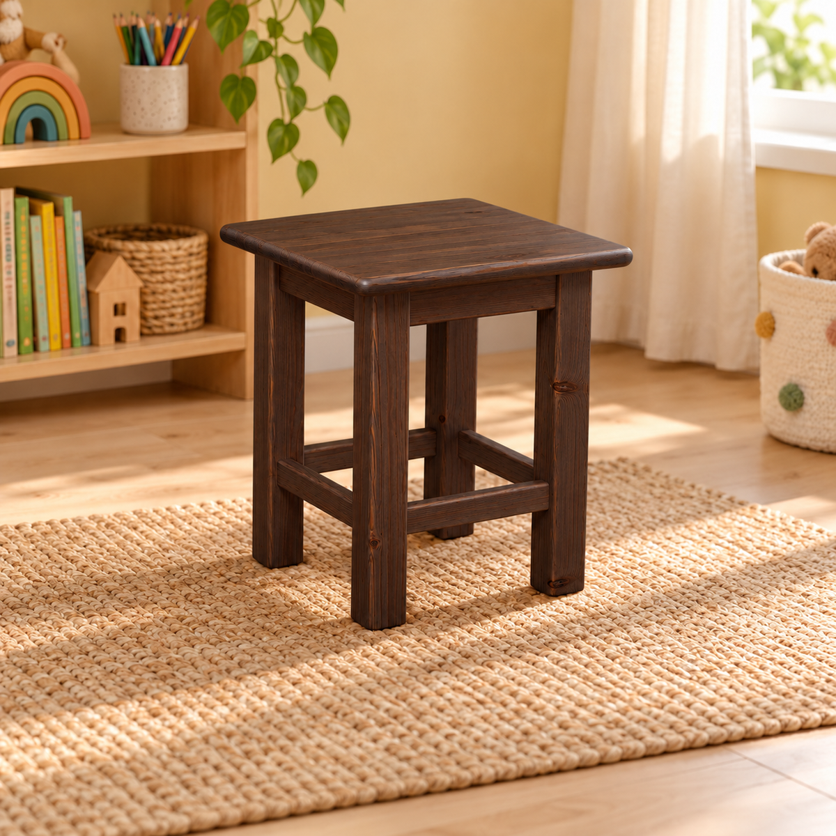 Leo Hocker aus 100% Bio-Kiefer Massivholz | Kinder Hocker Bio Kiefer Massivholz