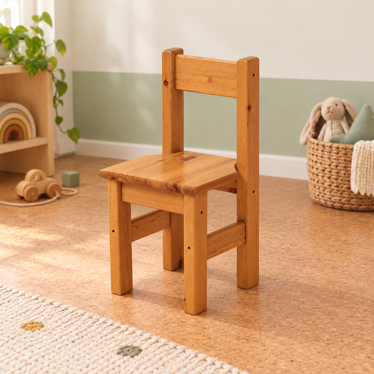 Leo Kinder-Stuhl Kiefer Massivholz – 100% Bioqualität für Kinder