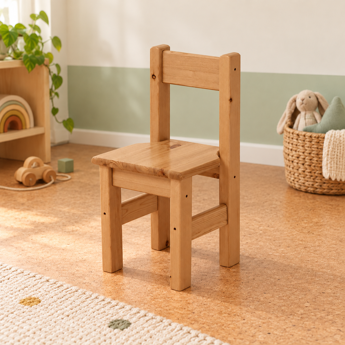 Leo Kinder-Stuhl Kiefer Massivholz – 100% Bioqualität für Kinder