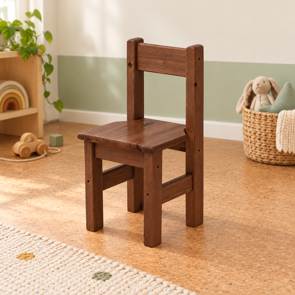 Leo Kinder-Stuhl Kiefer Massivholz – 100% Bioqualität für Kinder