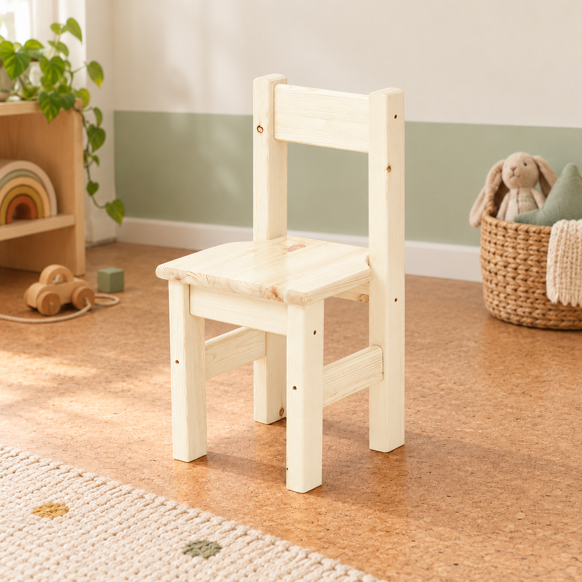 Leo Kinder-Stuhl Kiefer Massivholz – 100% Bioqualität für Kinder