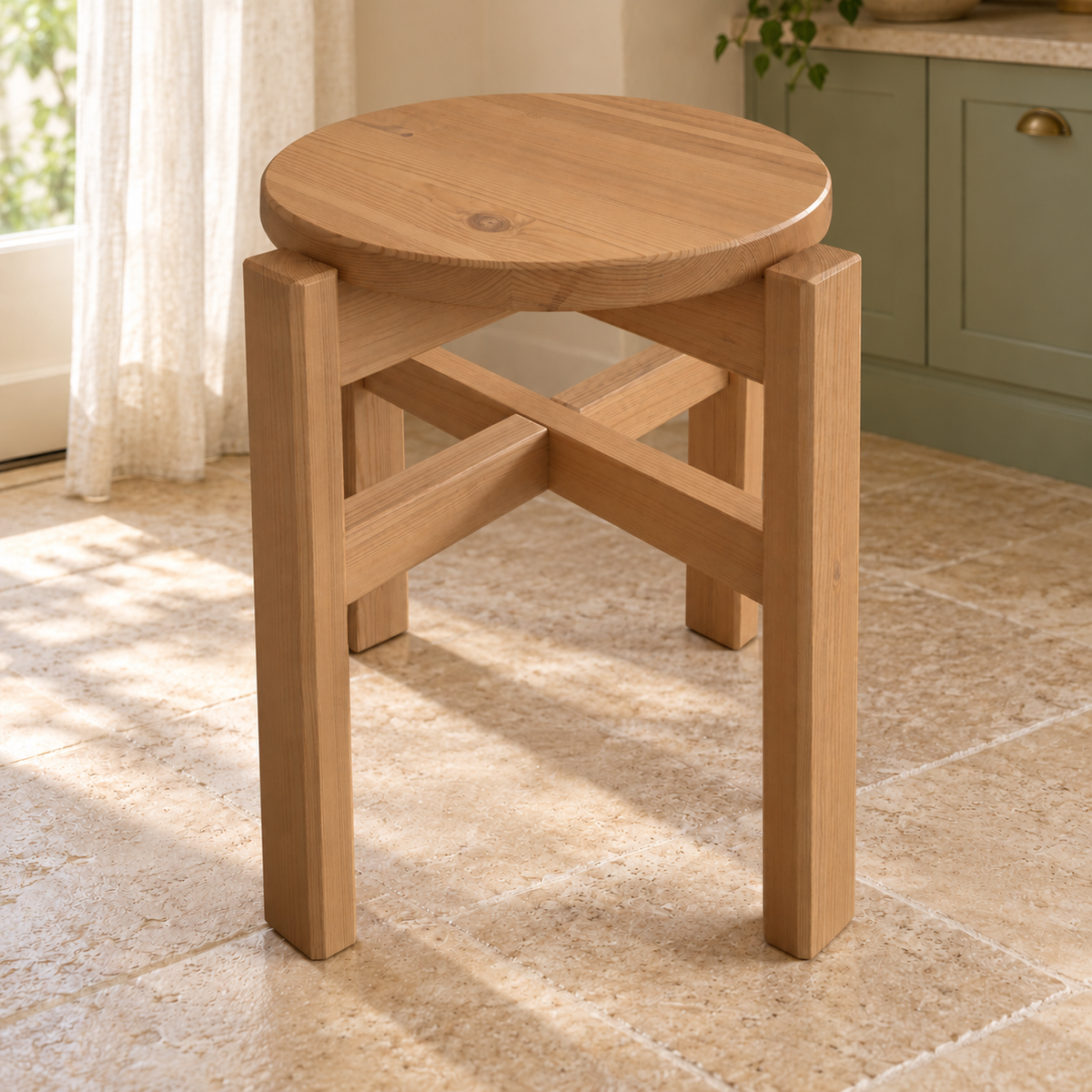 Leo Hocker stapelbar Bio Holz | Schemel aus massivem Kiefernholz | 100% nachhaltig
