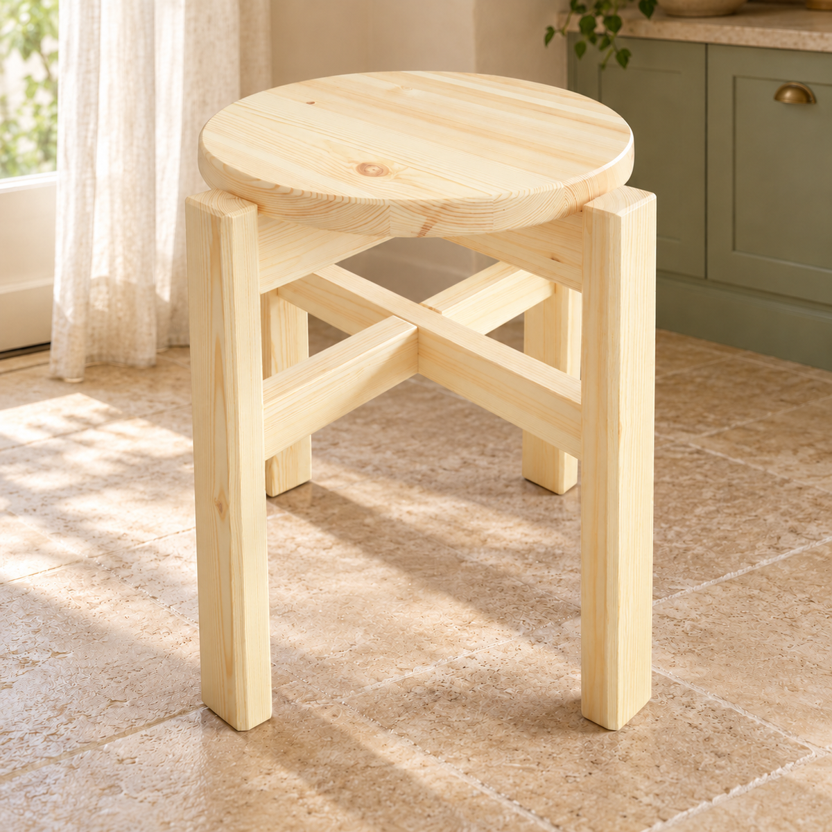 Leo Hocker stapelbar Bio Holz | Schemel aus massivem Kiefernholz | 100% nachhaltig