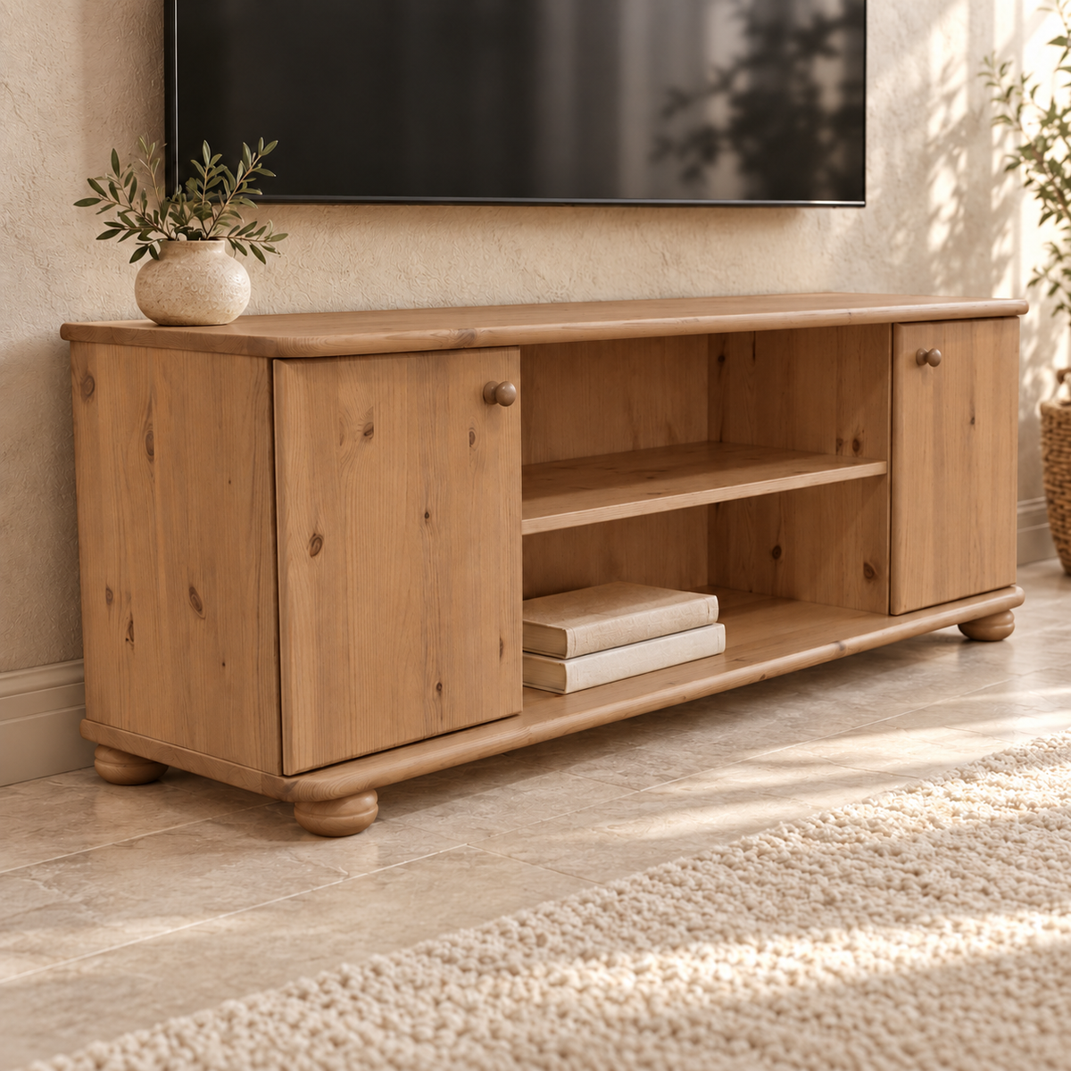 Leo TV-Lowboard Bio Kiefer Massivholz 131/151/171 – 100% nachhaltig und stilvoll