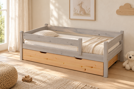 Bettkasten Kinderbett 80x160cm aus Kiefer Massivholz | 100% Bio | Naturholz
