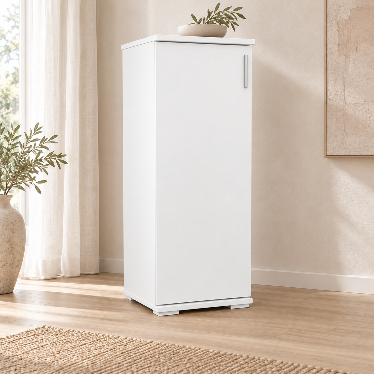 Nobis Kommode Bio Kiefer Massivholz | 1-Türig | 107cm hoch | Elegantes Sideboard aus 100% Bio Kiefer