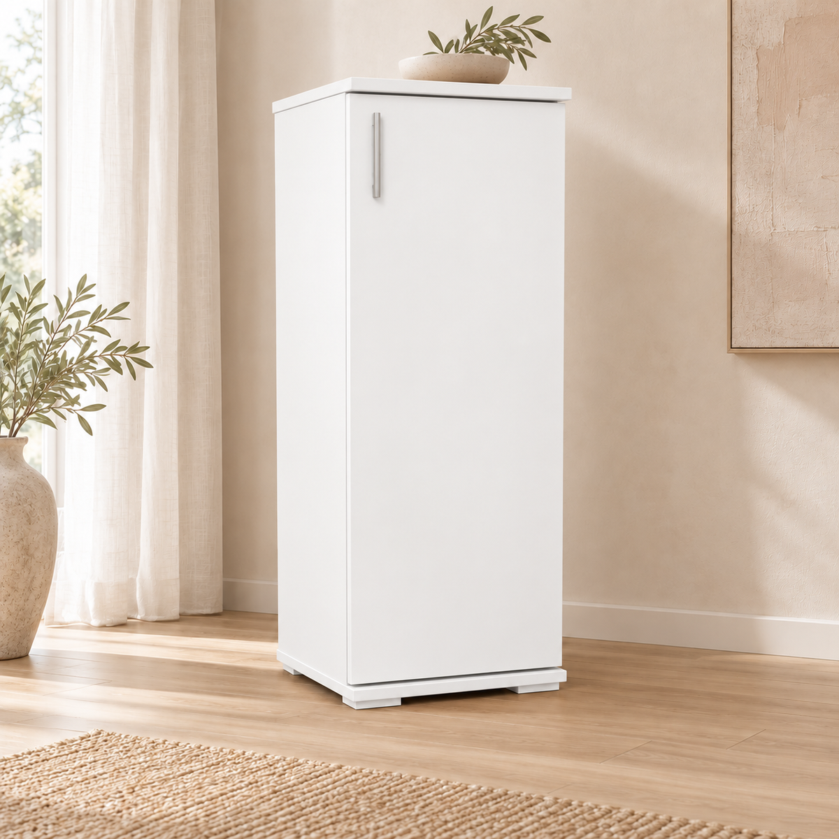 Nobis Kommode Bio Kiefer Massivholz | 1-Türig | 107cm hoch | Elegantes Sideboard aus 100% Bio Kiefer