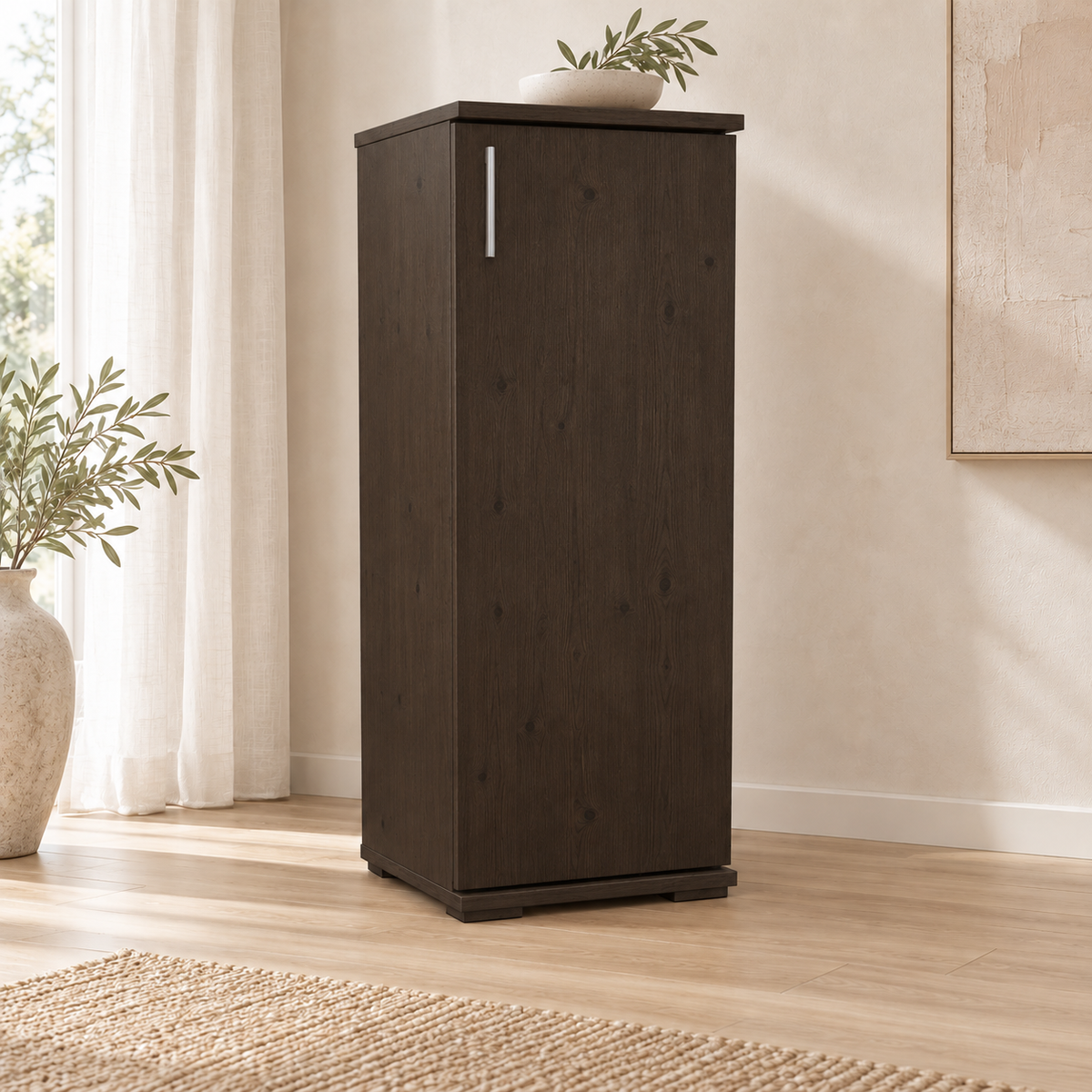 Nobis Kommode Bio Kiefer Massivholz | 1-Türig | 107cm hoch | Elegantes Sideboard aus 100% Bio Kiefer