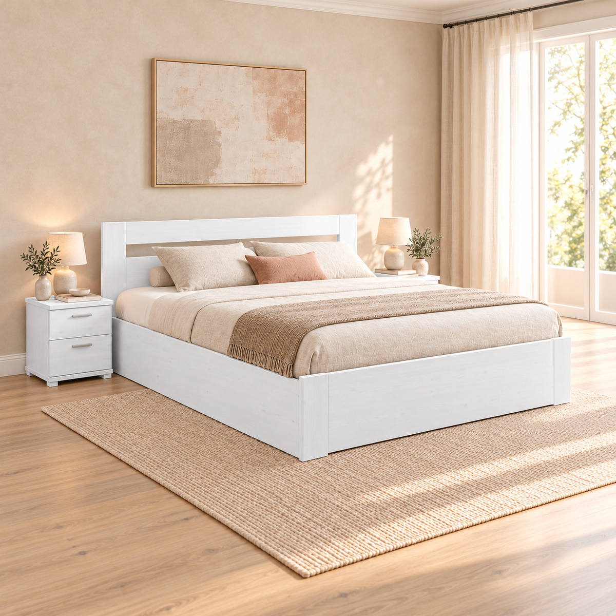 Nobis Kieferbett mit Bettkasten aus Massivholz | 100% Bio-Bett inkl. Lattenrost