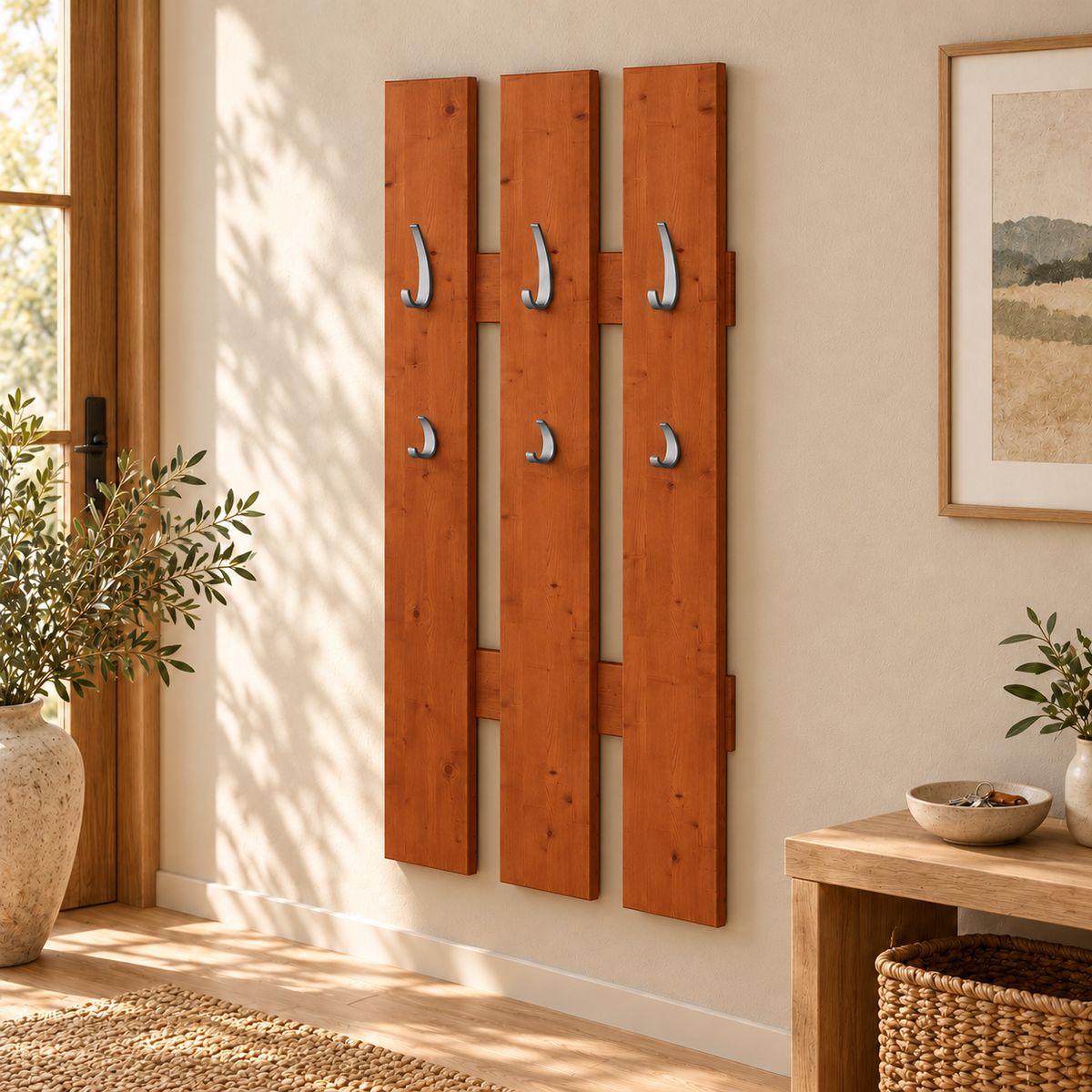 Wandgarderobe aus 100% Bio Kiefer – Natürlich, elegant & platzsparend für jeden Eingangsbereich