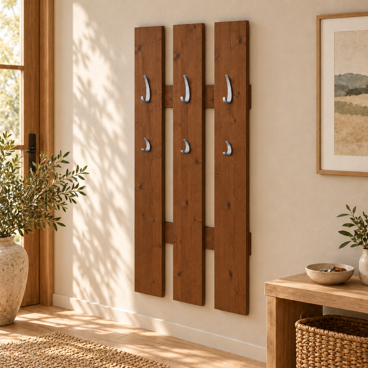 Wandgarderobe aus 100% Bio Kiefer – Natürlich, elegant & platzsparend für jeden Eingangsbereich