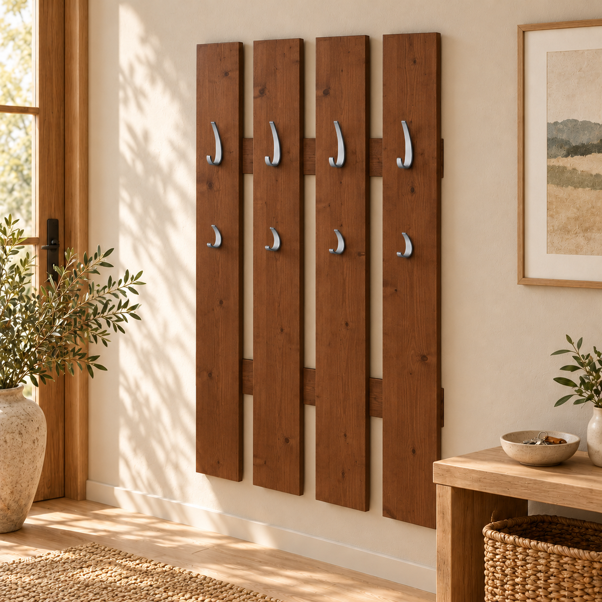 Wandgarderobe aus 100% Bio Kiefer – Natürlich, elegant & platzsparend für jeden Eingangsbereich