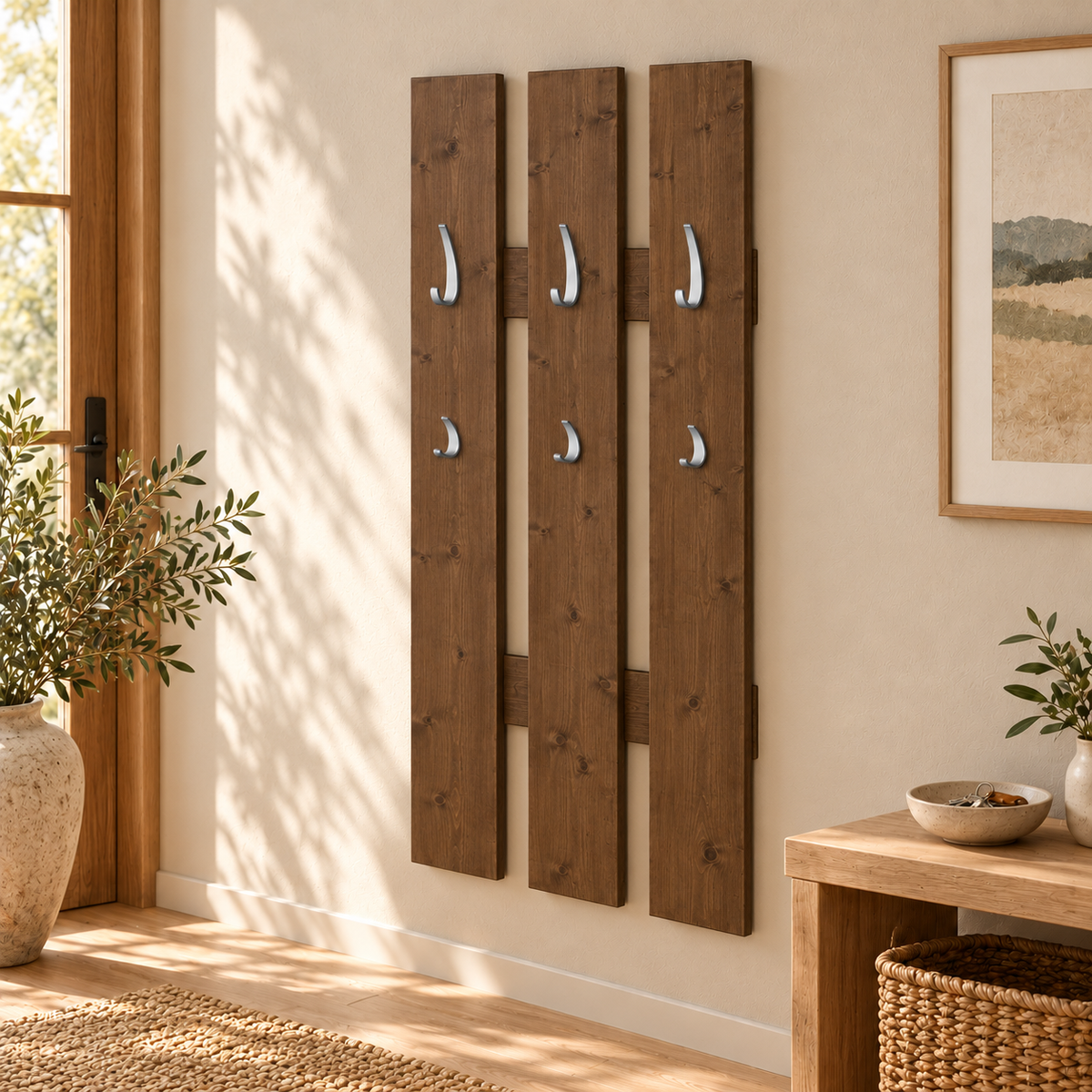 Wandgarderobe aus 100% Bio Kiefer – Natürlich, elegant & platzsparend für jeden Eingangsbereich