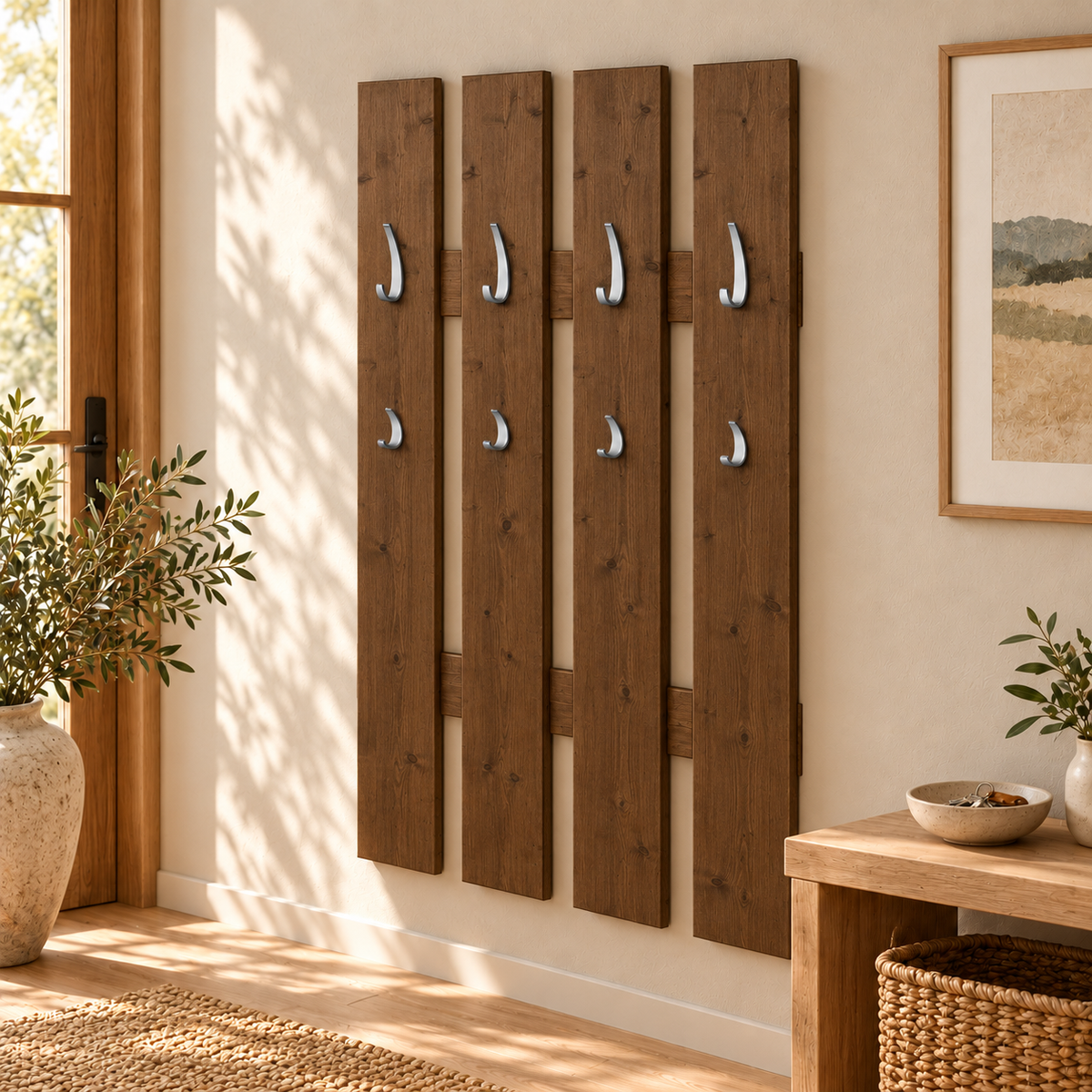 Wandgarderobe aus 100% Bio Kiefer – Natürlich, elegant & platzsparend für jeden Eingangsbereich