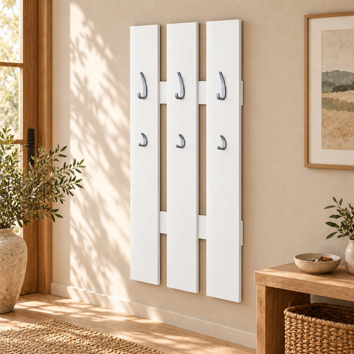 Wandgarderobe aus 100% Bio Kiefer – Natürlich, elegant & platzsparend für jeden Eingangsbereich
