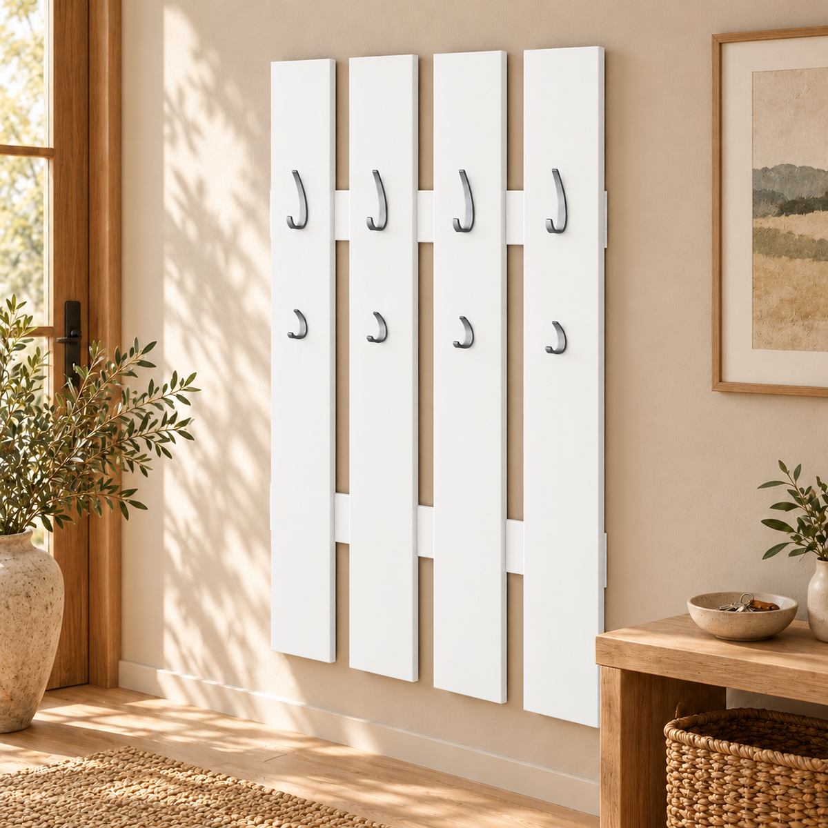 Wandgarderobe aus 100% Bio Kiefer – Natürlich, elegant & platzsparend für jeden Eingangsbereich