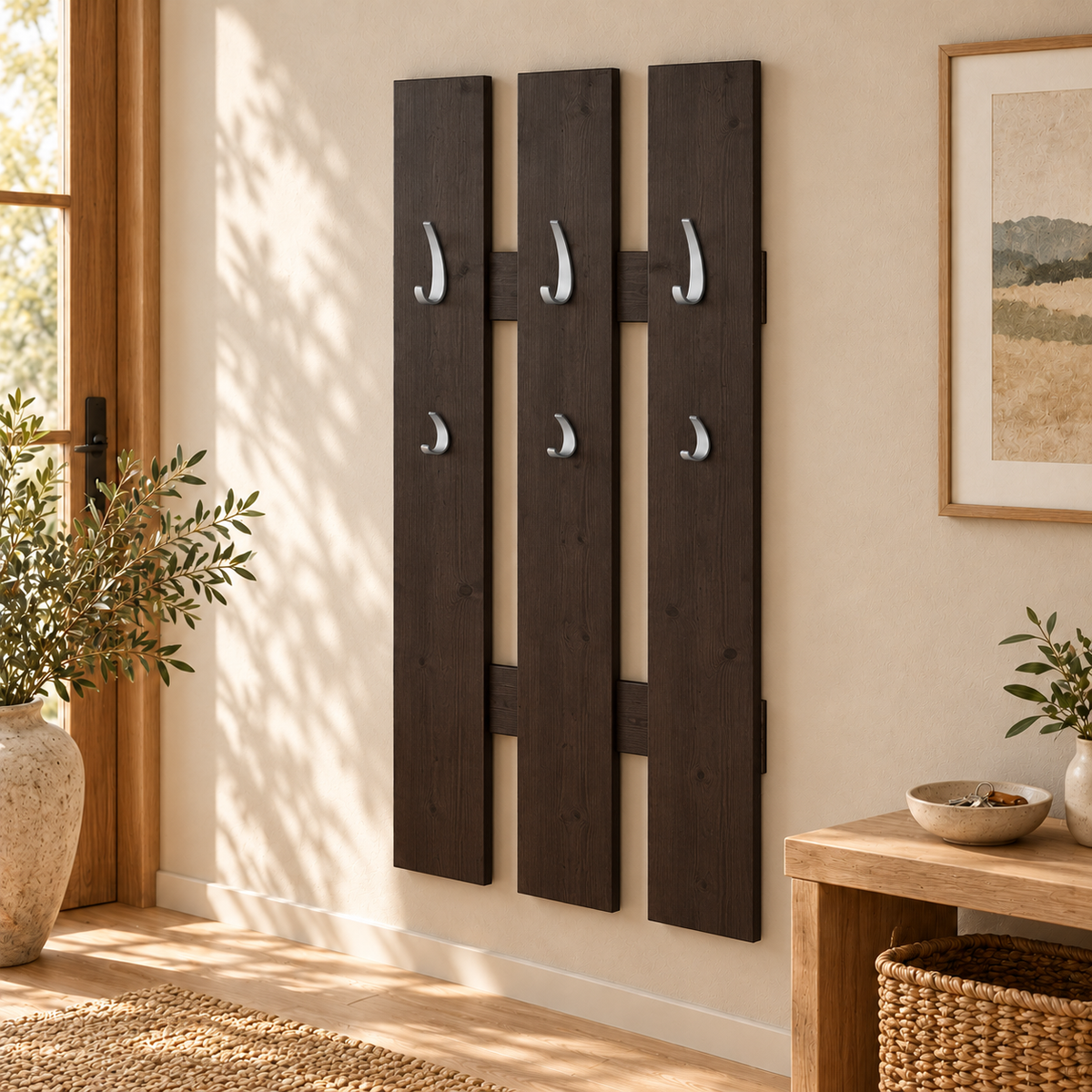 Wandgarderobe aus 100% Bio Kiefer – Natürlich, elegant & platzsparend für jeden Eingangsbereich