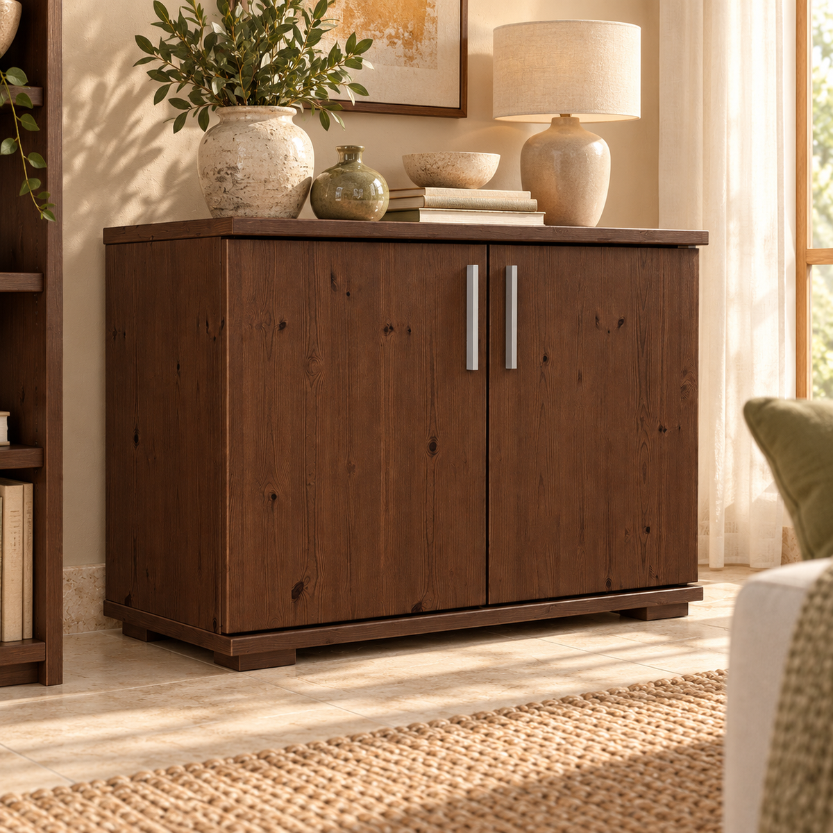Nobis Kommode Bio Kiefer Massivholz 2-türig | 57cm hoch | Handgefertigt