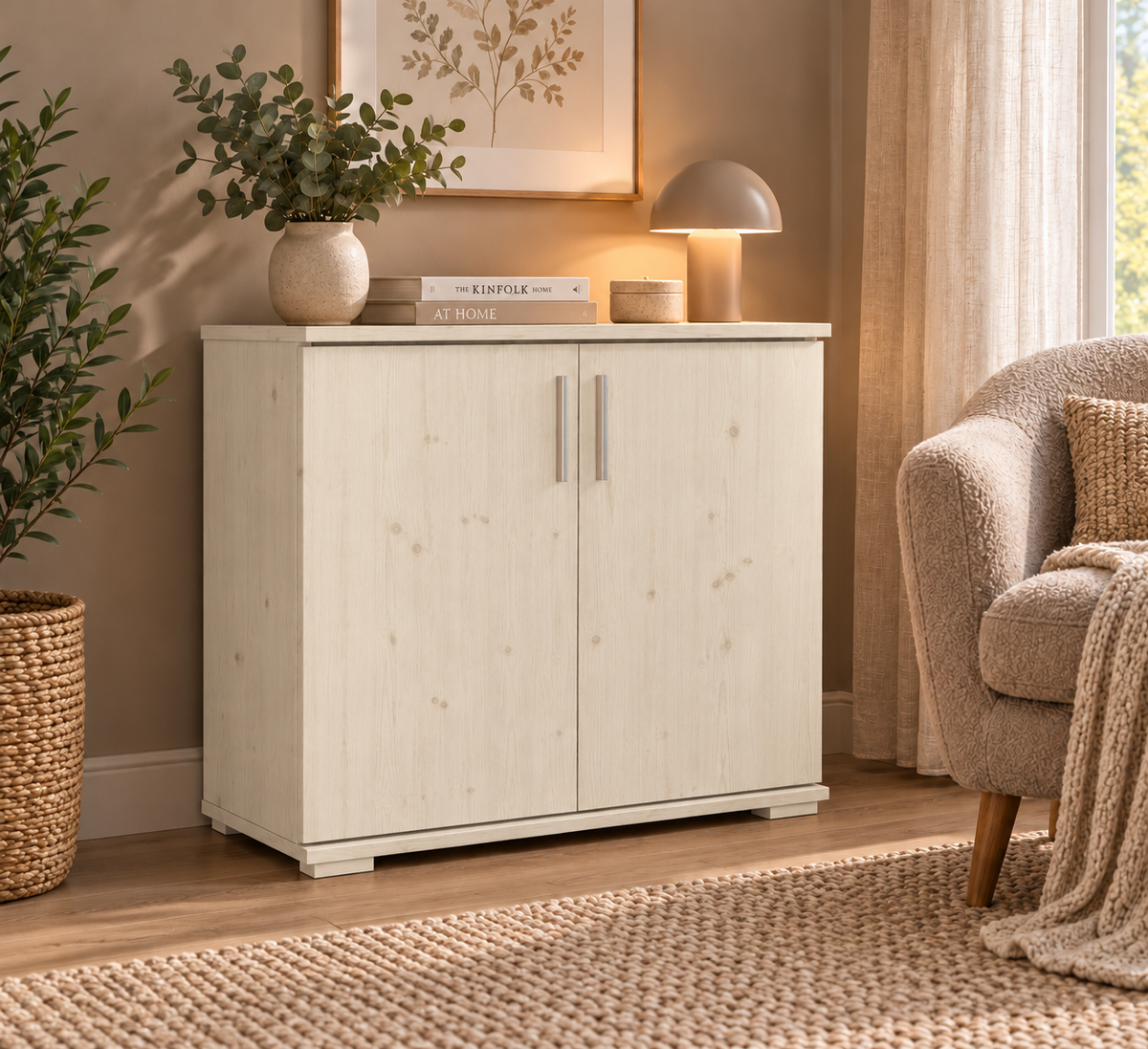 Nobis Kommode Massivholz | Sideboard 2-türig aus 100% Bio Kiefer | 74cm hoch