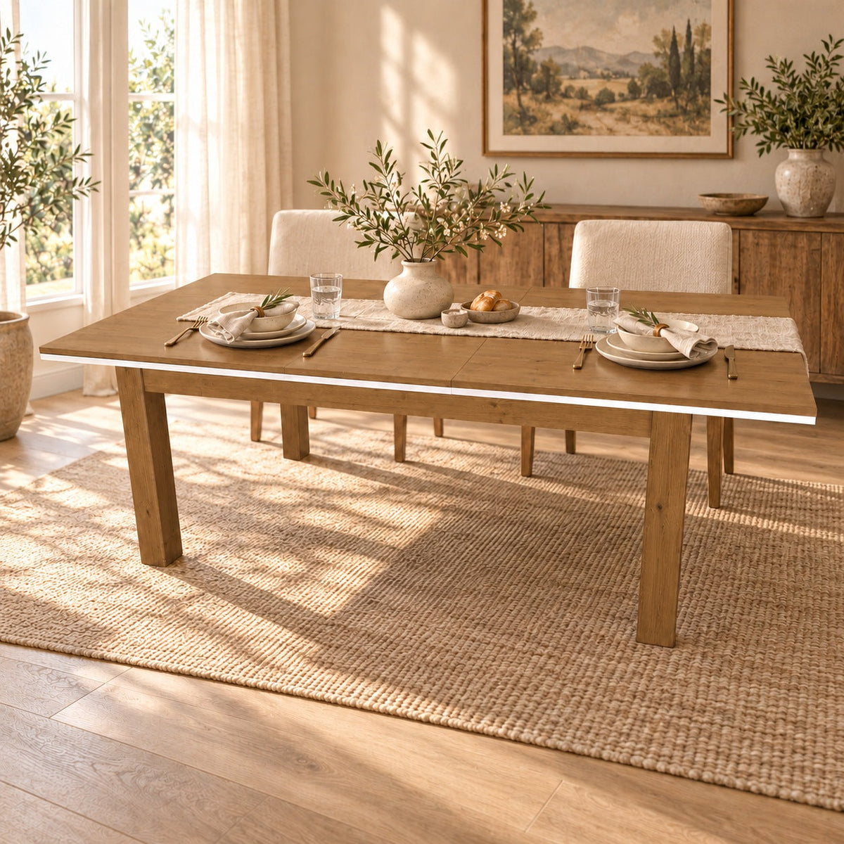 Nobis Ausziehbarer Esstisch Kiefer Massivholz 170/220 cm für 8+2 Personen | 100% Bio