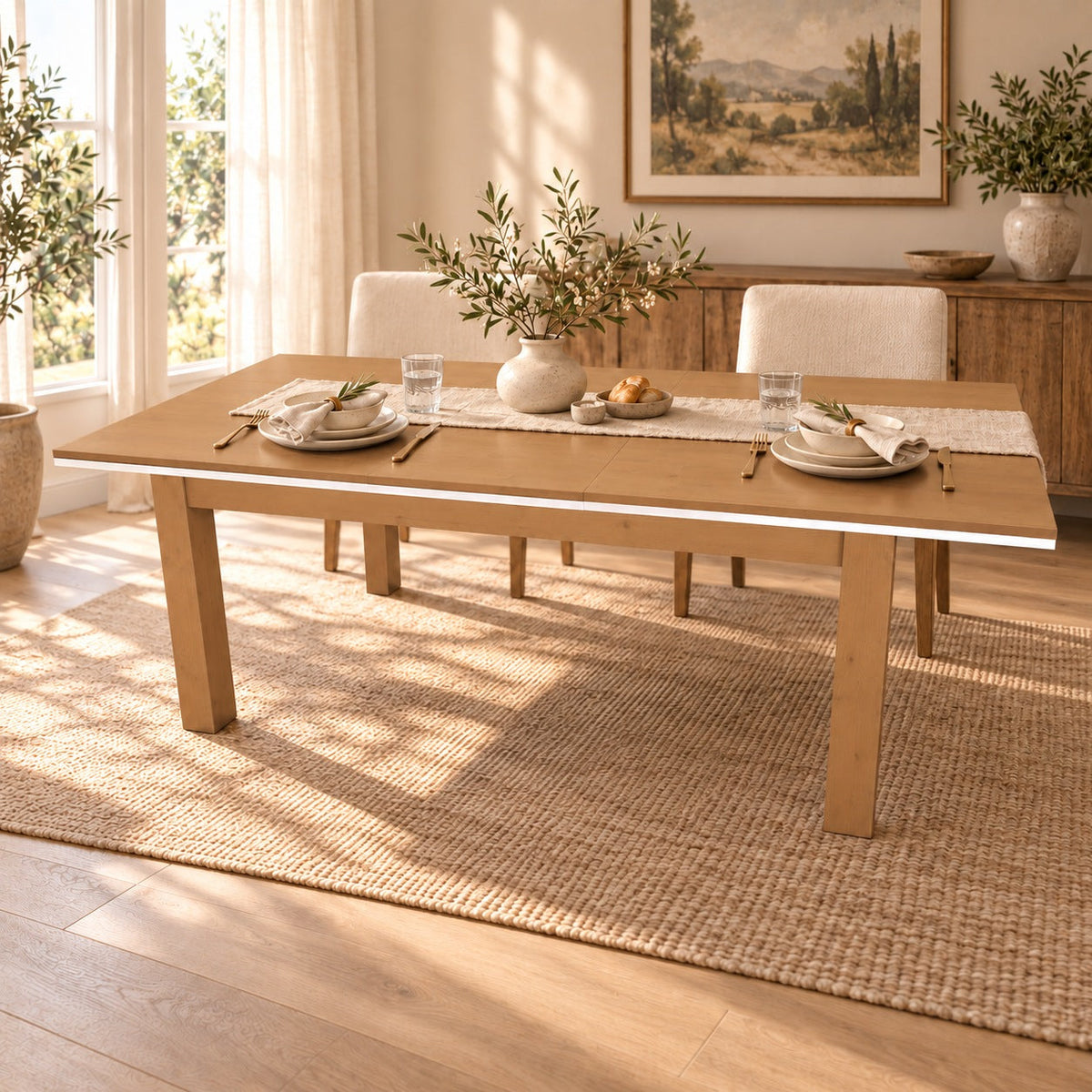 Nobis Ausziehbarer Esstisch Kiefer Massivholz 170/220 cm für 8+2 Personen | 100% Bio