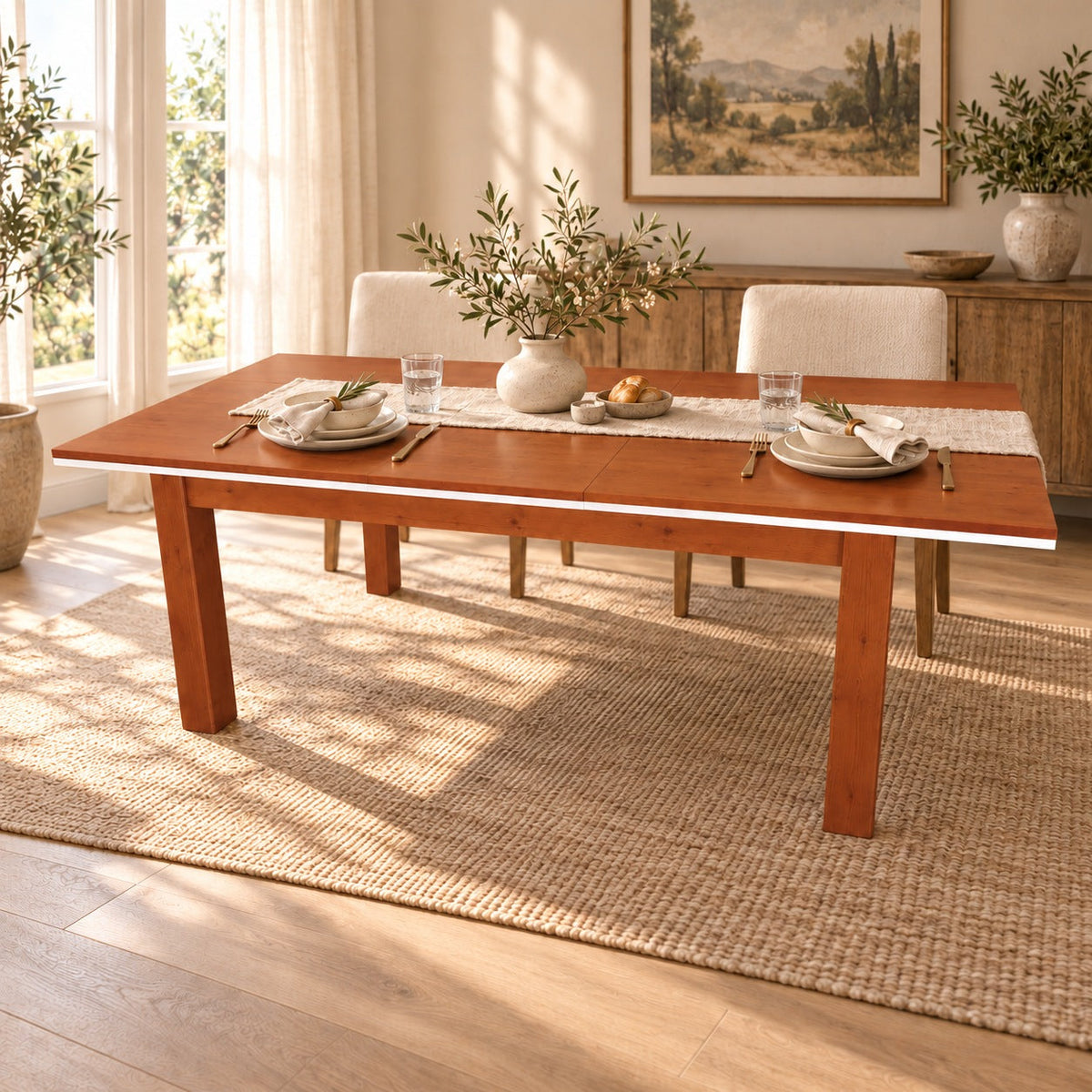 Nobis Ausziehbarer Esstisch Kiefer Massivholz 170/220 cm für 8+2 Personen | 100% Bio