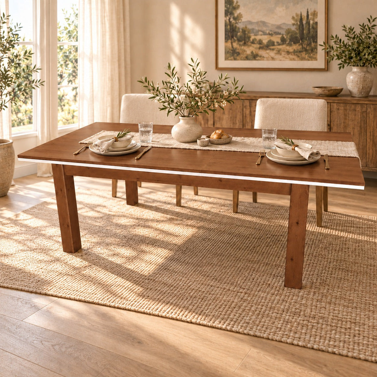 Nobis Ausziehbarer Esstisch Kiefer Massivholz 170/220 cm für 8+2 Personen | 100% Bio