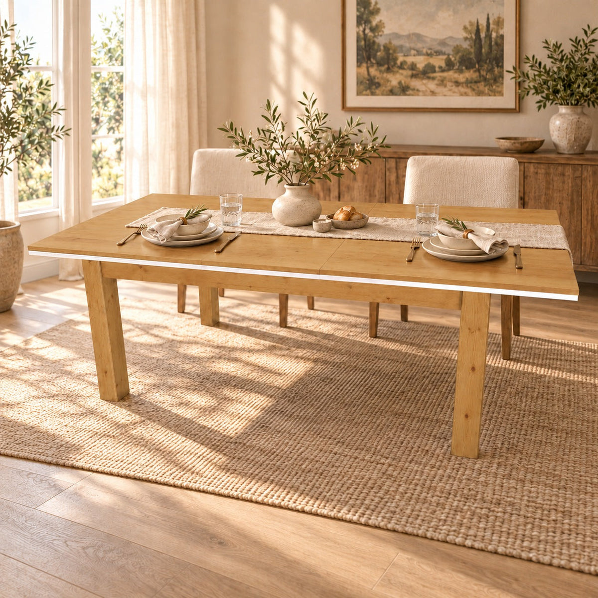 Nobis Ausziehbarer Esstisch Kiefer Massivholz 170/220 cm für 8+2 Personen | 100% Bio