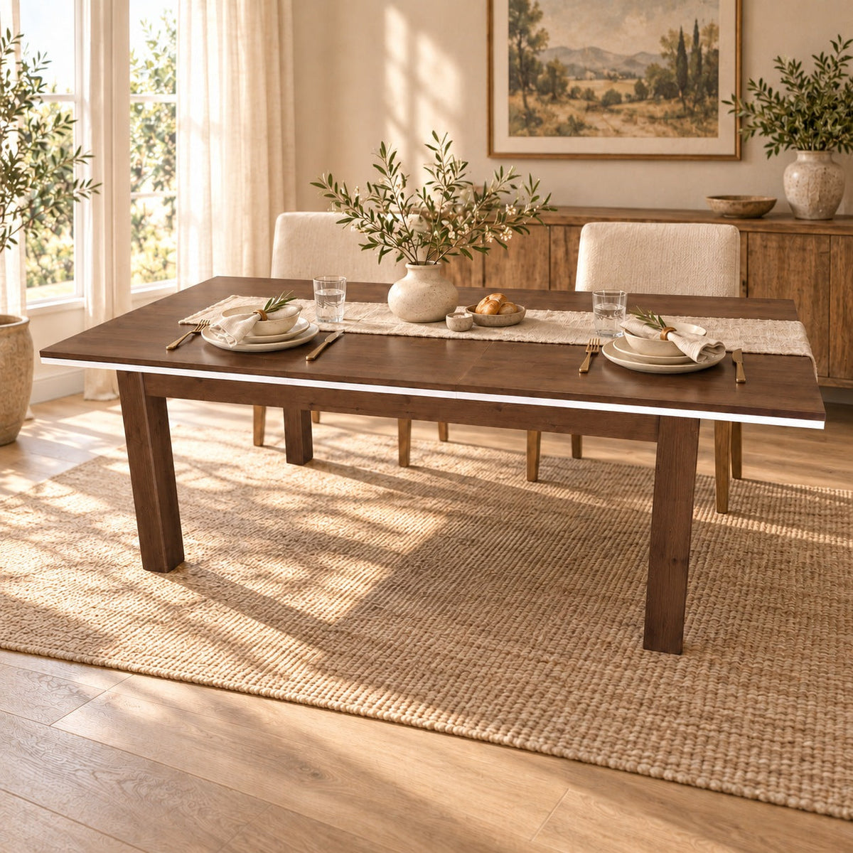 Nobis Ausziehbarer Esstisch Kiefer Massivholz 170/220 cm für 8+2 Personen | 100% Bio
