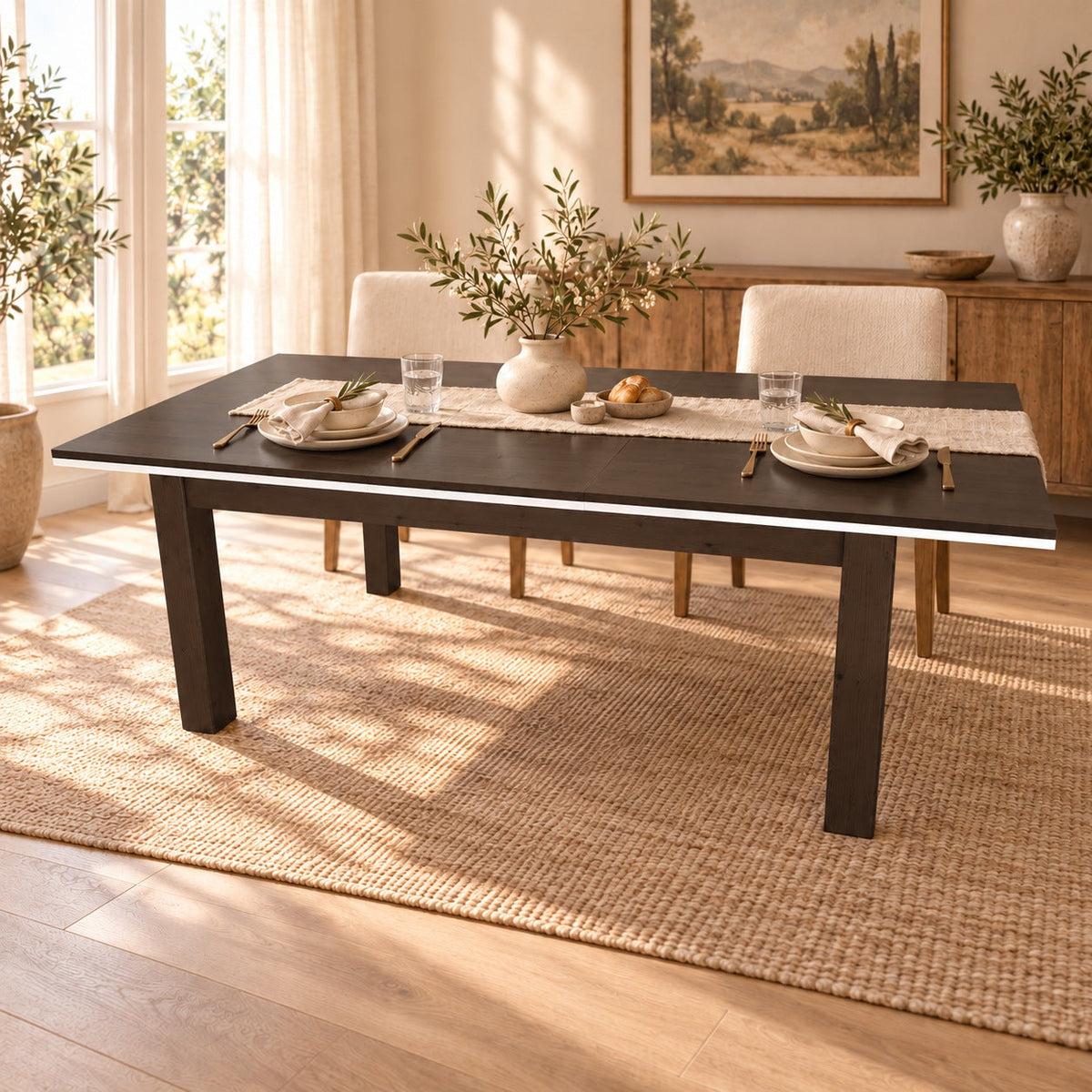 Nobis Ausziehbarer Esstisch Kiefer Massivholz 170/220 cm für 8+2 Personen | 100% Bio