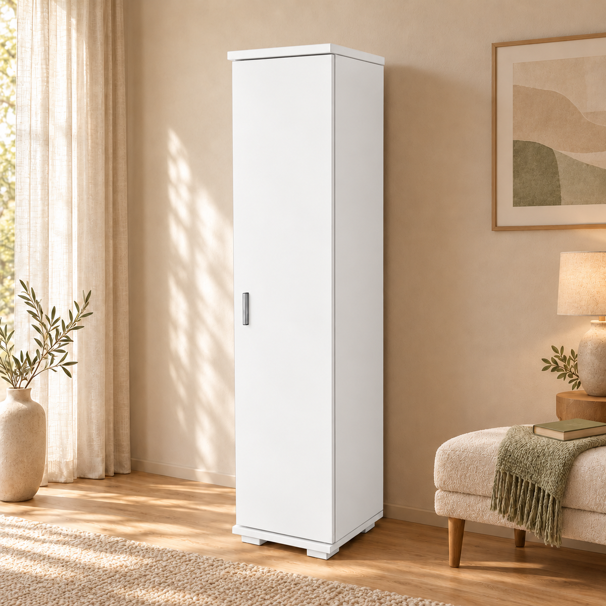 Nobis Kleiderschrank Bio Kiefer | 42 cm Tiefe 1-Türig mit Regalen aus 100% massivem Holz