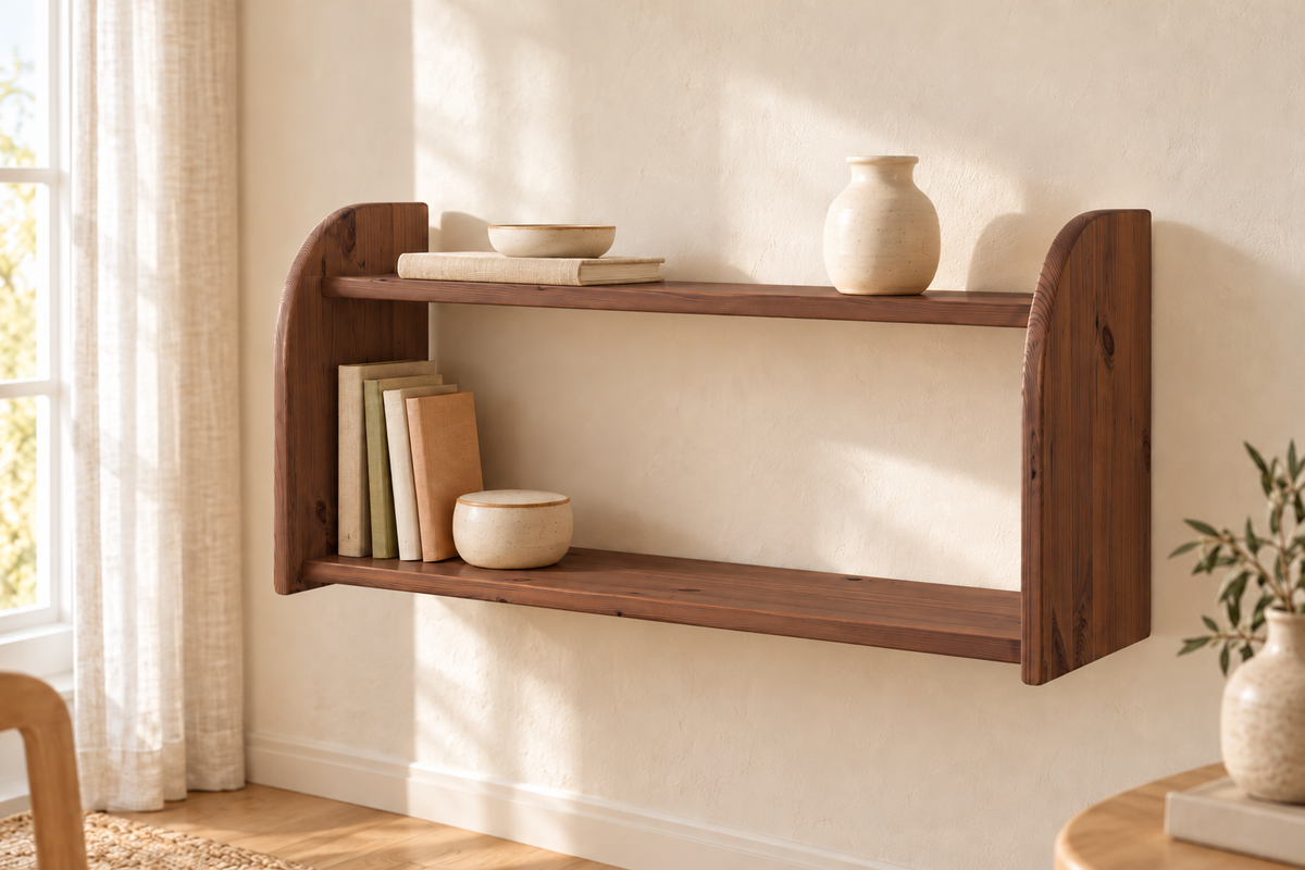Markus Bücherregal aus Bio Kiefer | Wandregal mit 2 Ablageböden aus Massivholz