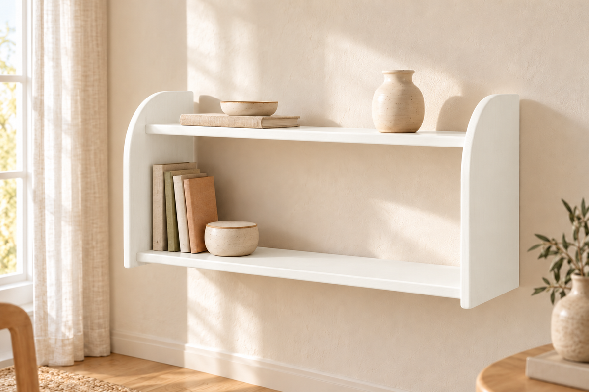 Markus Bücherregal aus Bio Kiefer | Wandregal mit 2 Ablageböden aus Massivholz