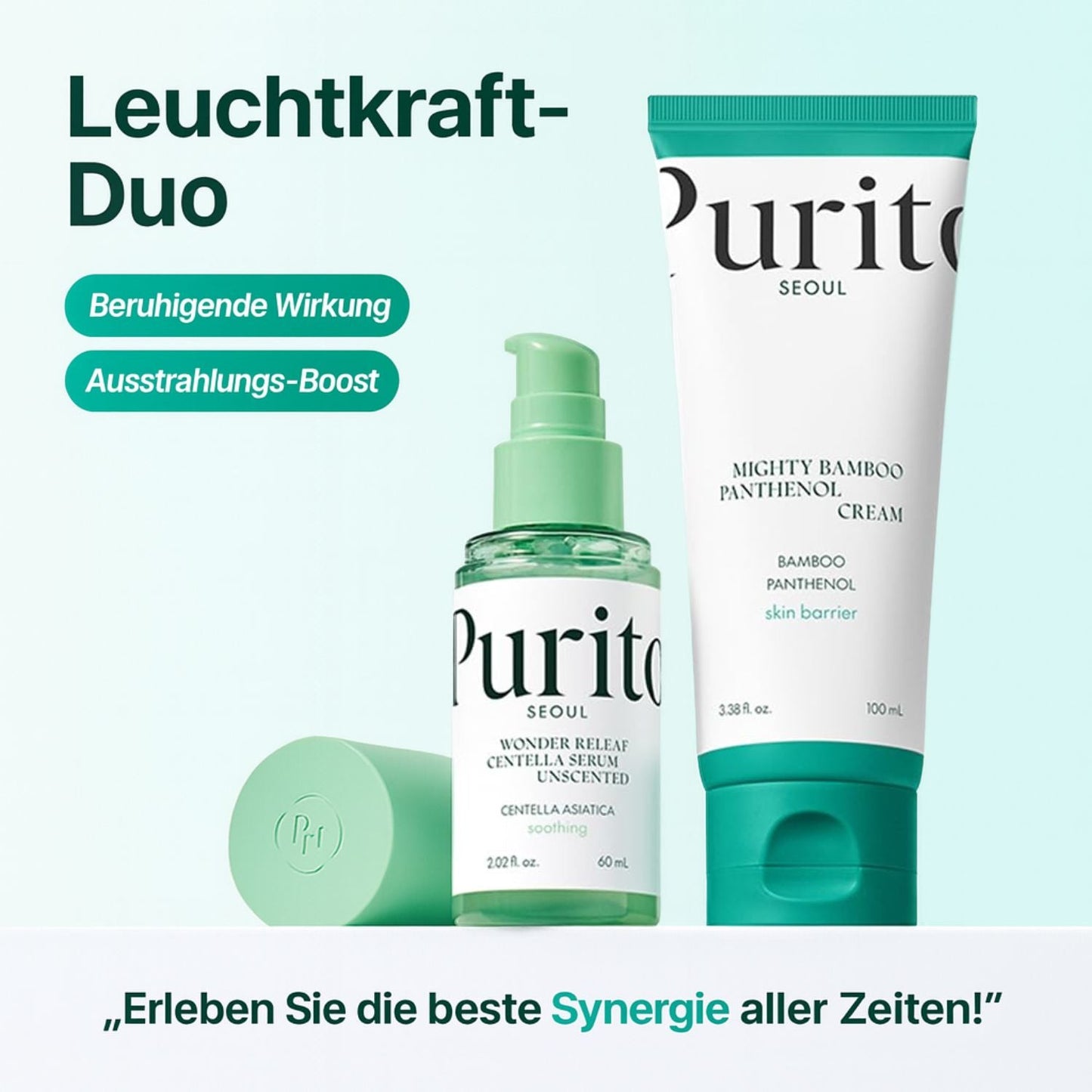 Purito Seoul Glow Duo – Centella Serum 60 ml & Mighty Bamboo Panthenol Cream 100 ml