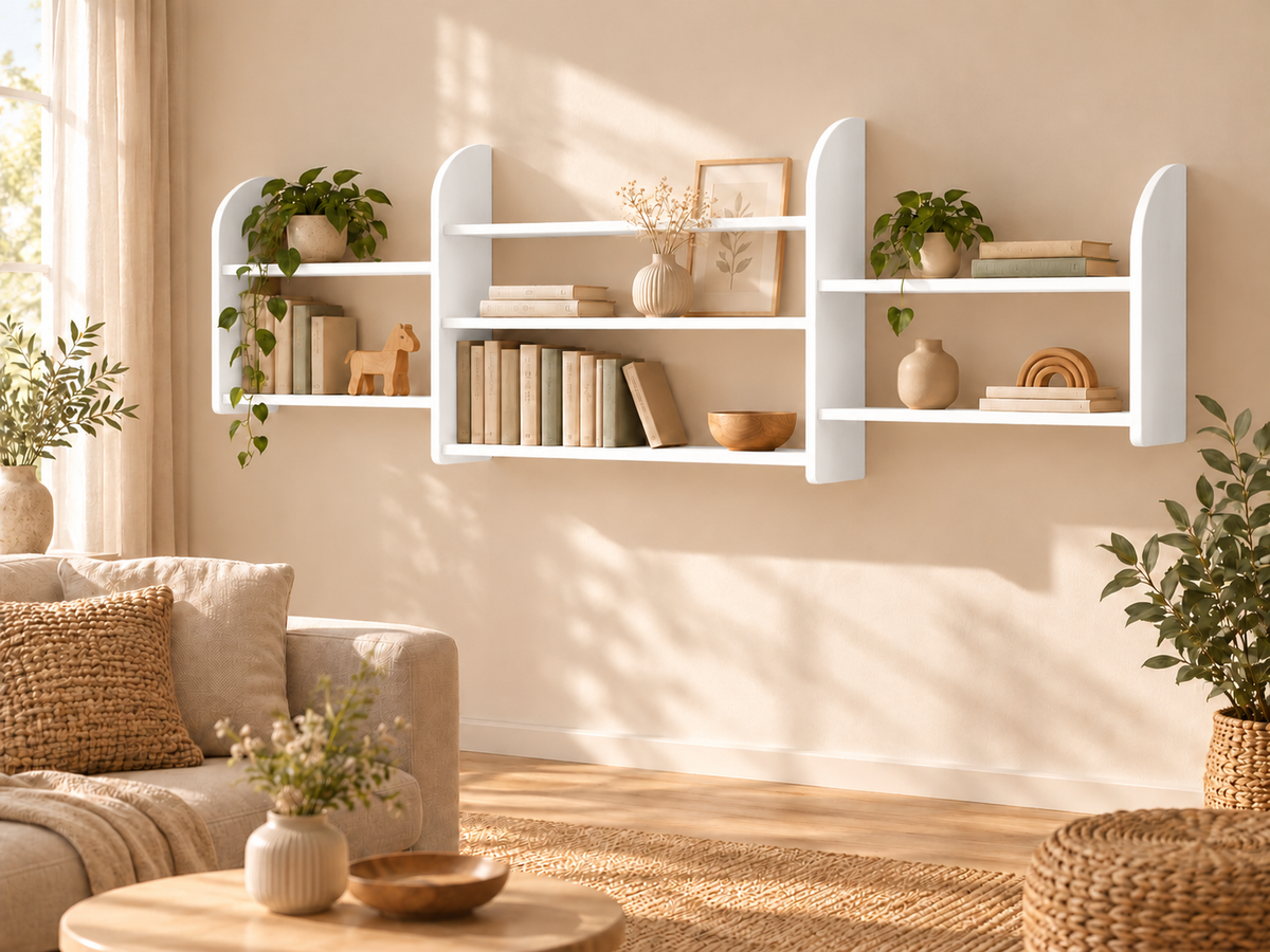 Eva Bücherregal XXL aus 100% bio Kiefer Massivholz – Bestes Wandregal für Ihr Zuhause