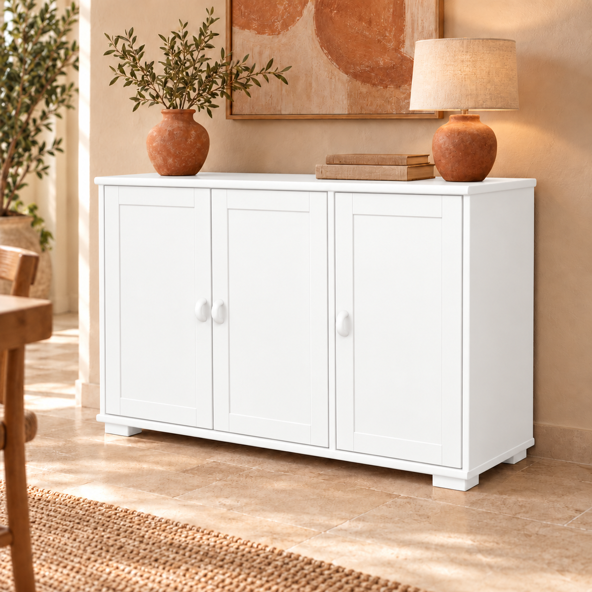 Vanessa Kommode Bio Massivholz | 3-Türig | Hochwertige Anrichte aus 100% Bio Holz