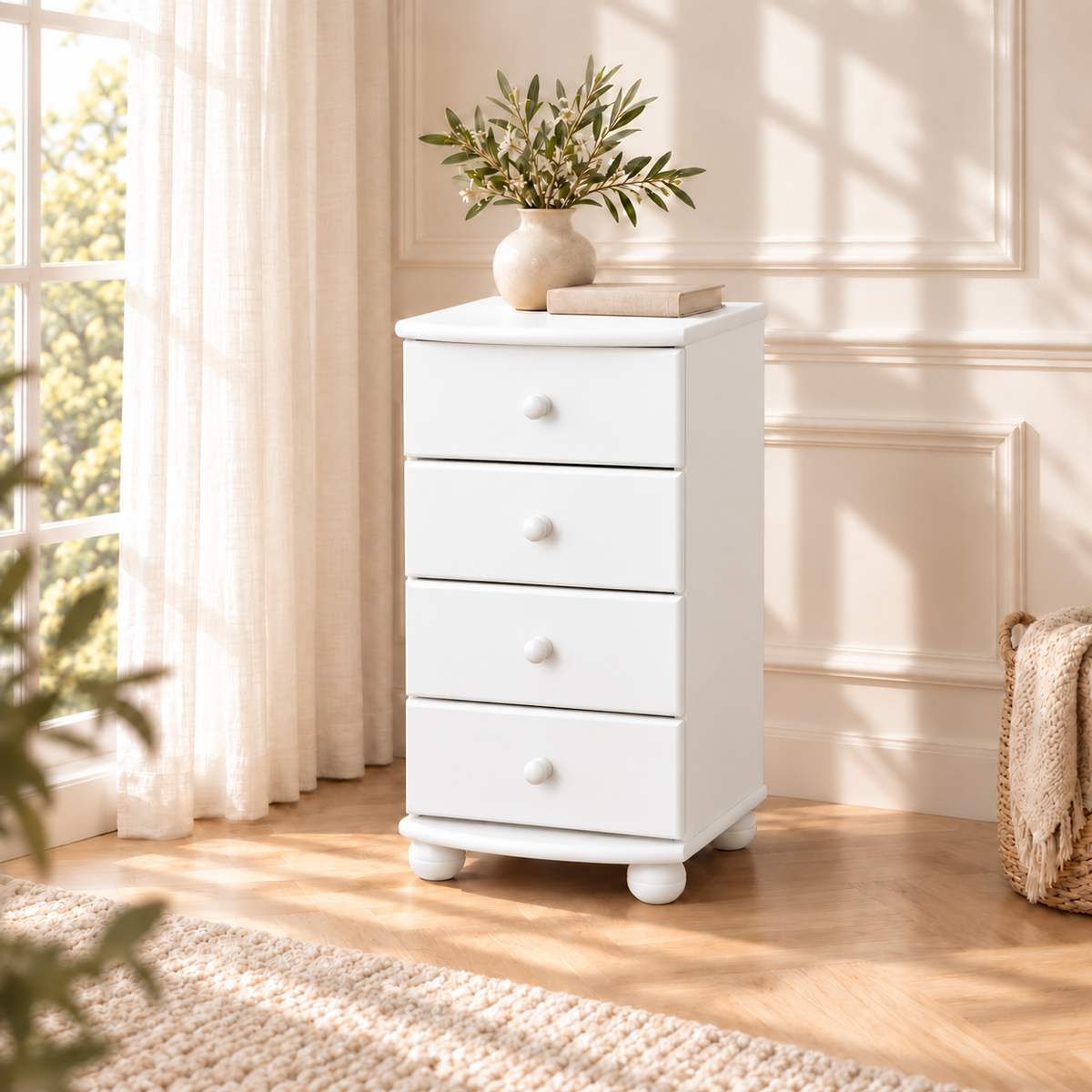 Claudia Kommode Bio Massivholz | Sideboard Anrichte mit 4 kleinen Schubladen aus 100% Bio Holz