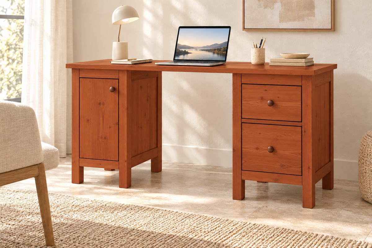 Premium Kiefer Massivholz Schreibtisch | Handgefertigt für Ihr ideales Büro